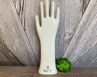 Vintage Ceramic Glove Mold Rosenthal German Ceramic Hand Jewelry Display Glove Display 7 1/2 Industrial Hand Mold White Porcelain