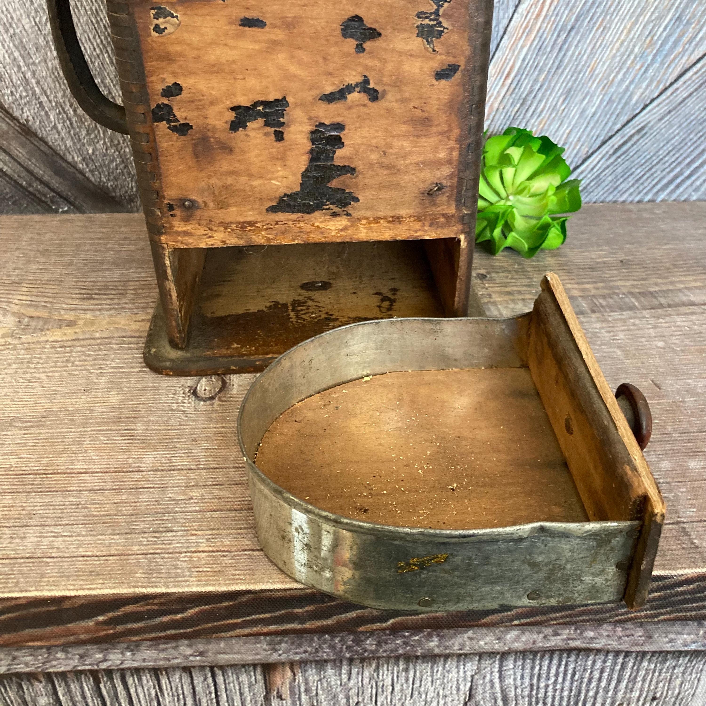 コーヒー豆入れ　ヴィンテージ　イタリア　Baludelli Vintage Wooden Coffee Grinder, Antique Hand Coffee Mill, Primitive