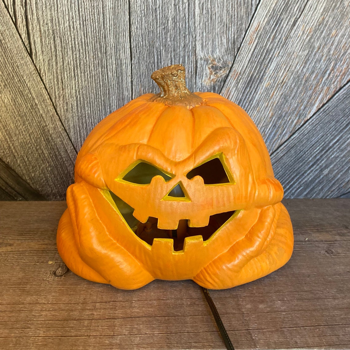 Vintage Halloween Pumpkin Light Foam Blow Mold 1990s Trick or Treat ...