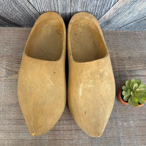 Vintage Wooden Shoes {Dutch Wooden Clogs Scandinavian} Raw wood Tulip Time Holland Souvenir Decor Wall Hanging, Home Decor, Pair of Shoes