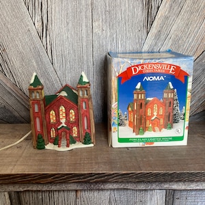 Vintage Christmas Village Church Light {Vintage Dickensville Collectables Porcelain Lighted Church} 1990s Small Town Country Church
