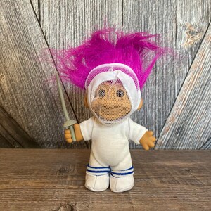 Vintage Troll Doll {Fencer Fencing Troll} Russ Berrie 5 inch Troll Vintage Troll Doll Fencing Sport Rare Gift for Coach Sword White Mask