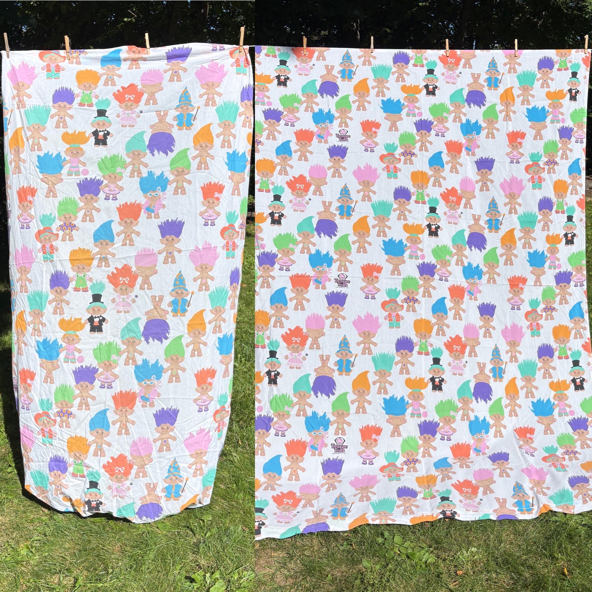 TROLLS シーツカバー 4点セット　新品 Vintage Treasure Troll Sheets Set- Rare Twin Flat, Fitted Bottom