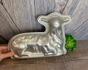 Vintage Lamb Cake Pan {Vintage Easter Lamb Metal Cake Pan Aluminum Lamb Mold Easter Cake} Holiday Decor Stand Up Sitting Lamb