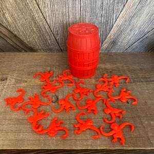 Vintage Barrel of Monkeys Toy Milton Bradley USA Vintage Red Plastic Linking Monkey Game Toy Story Photo Prop Gift for Girl Gift for Boy Red