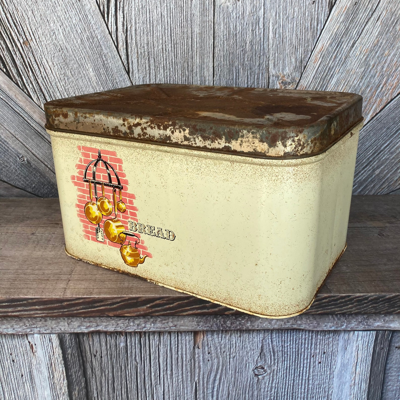 4 Vintage Canister Set and Metal Bread Box metal Coffee Tea Etsy