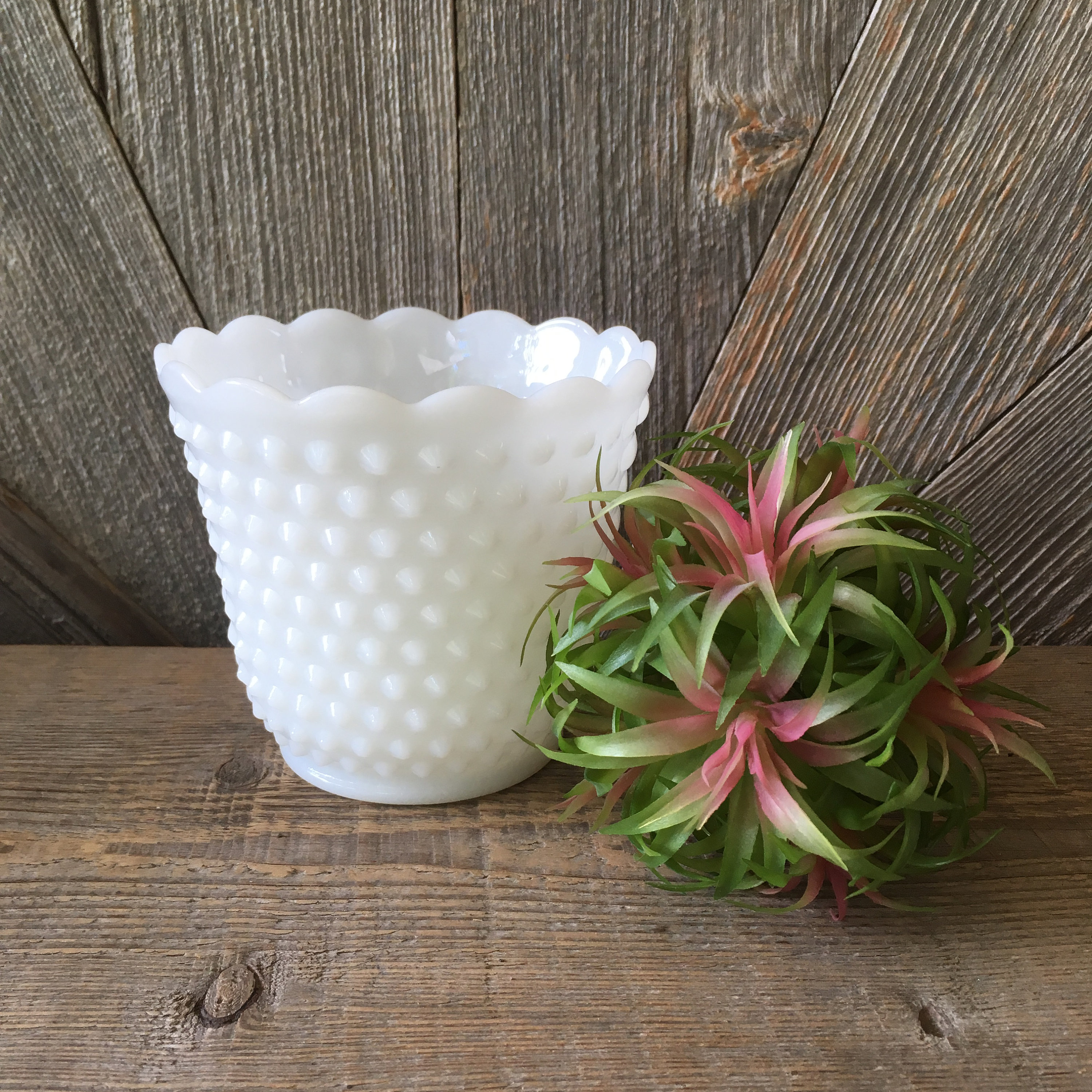 Vintage Hobnob Milk Glass Planter White Pot Indoor Plant Etsy