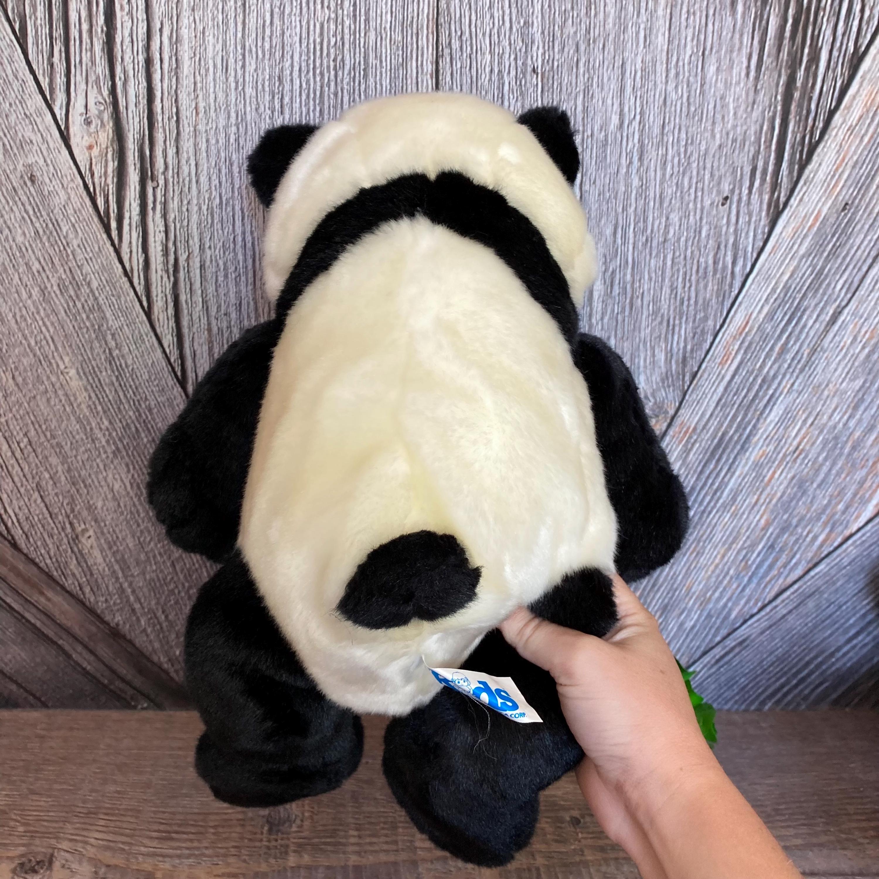 Vintage Panda Bear Plush, Zoo Panda, Black and White Bear, Stuffed