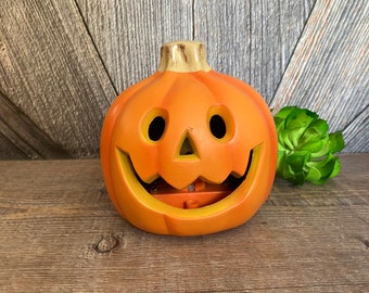 Halloween Pumpkin Light Battery Plastic Blow Mold Seasonal Visions Light Trick Treat Light Glow Jack O Lantern