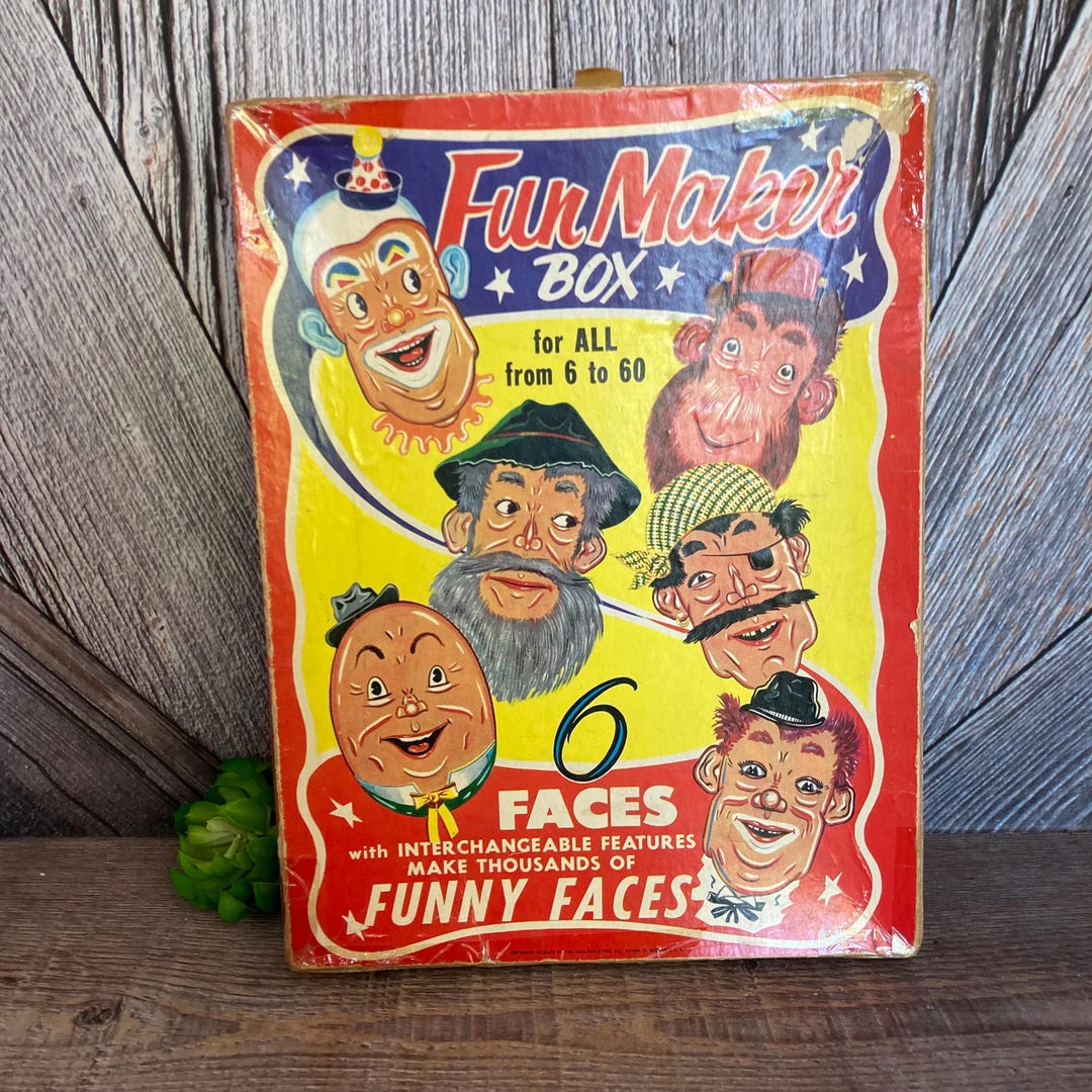 Vintage Fun Maker Box, 6 Faces With Interchangeable Features Make ...