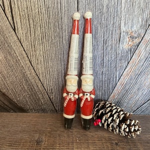 2 Vintage Christmas Candles Candle Stick Christmas Holiday Wax Candles Santa Holiday Candles Vintage Wax Decorations Ornaments lot