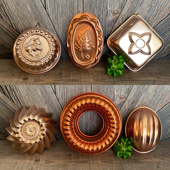 Vintage Jello Molds Copper Color Metal Farmhouse Decor Wall