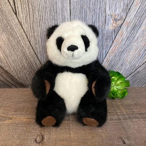 Vintage Panda Bear Plush, Zoo Panda, Black and White Bear