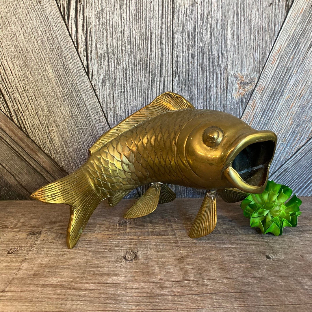 Vintage Large Brass Koi Fish Heavy Display Brass Carp Fish Etsy