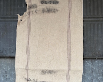 Vintage unprinted Heavy Cotton Muslin Sack with brown pinstripes 40s cloth Seamless bag sugar sack flour sack grain seed sack project craft