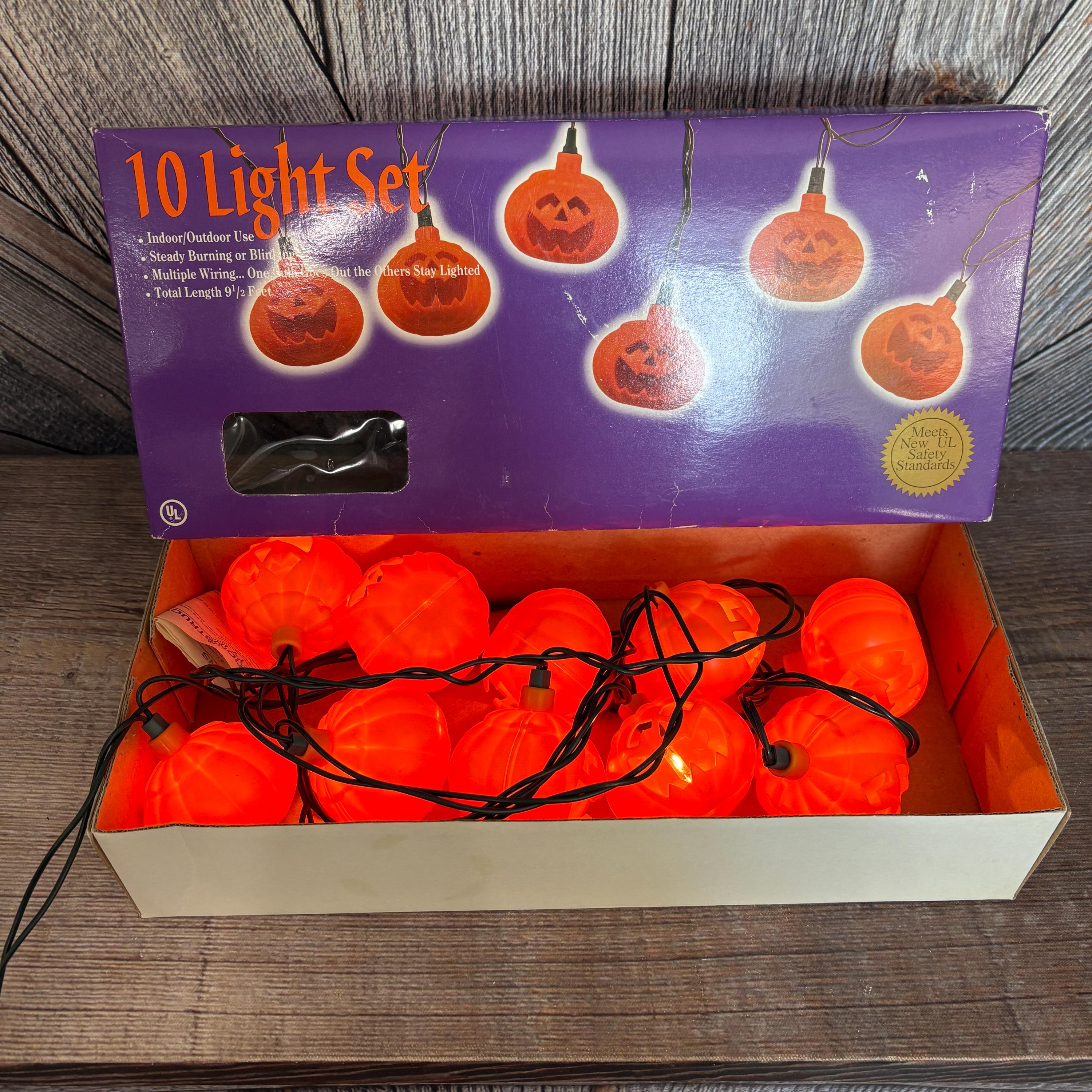 Vintage Halloween Pumpkin Lights With Covers {Party Pumpkin "Christmas" Halloween Lights} Vintage Plastic Decoration in Original Box