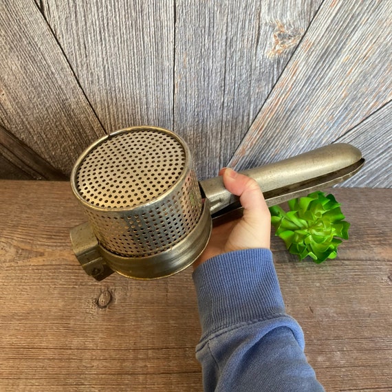 Vintage Ricer Metal Potato Masher Food Mill Sieve Masher Colander