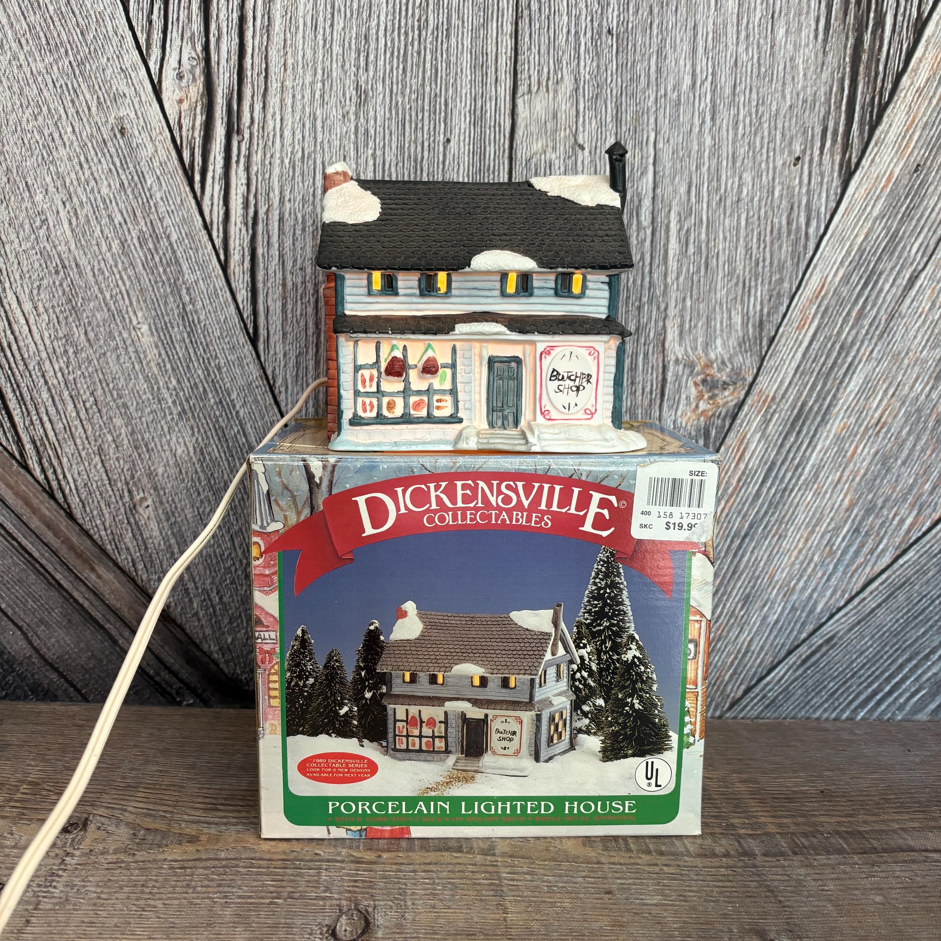 Vintage Noma Dickensville Butcher Shop Porcelain Lighted House