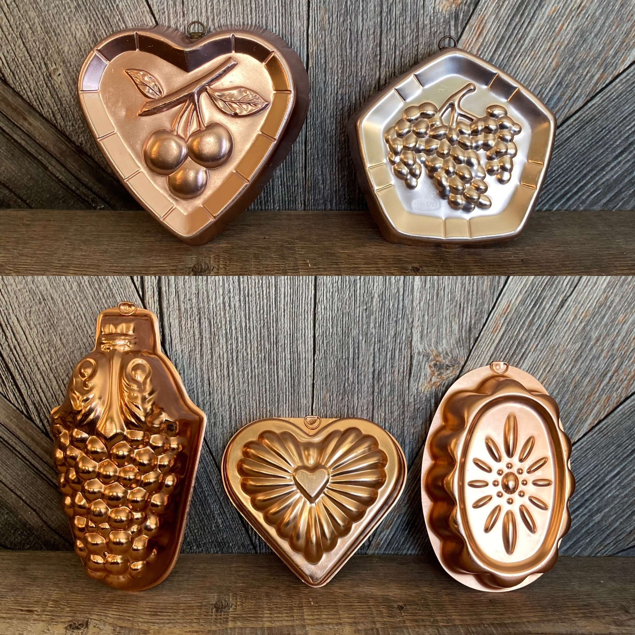 Vintage Jello Molds Copper Metal Farmhouse Decor Wall Hanging