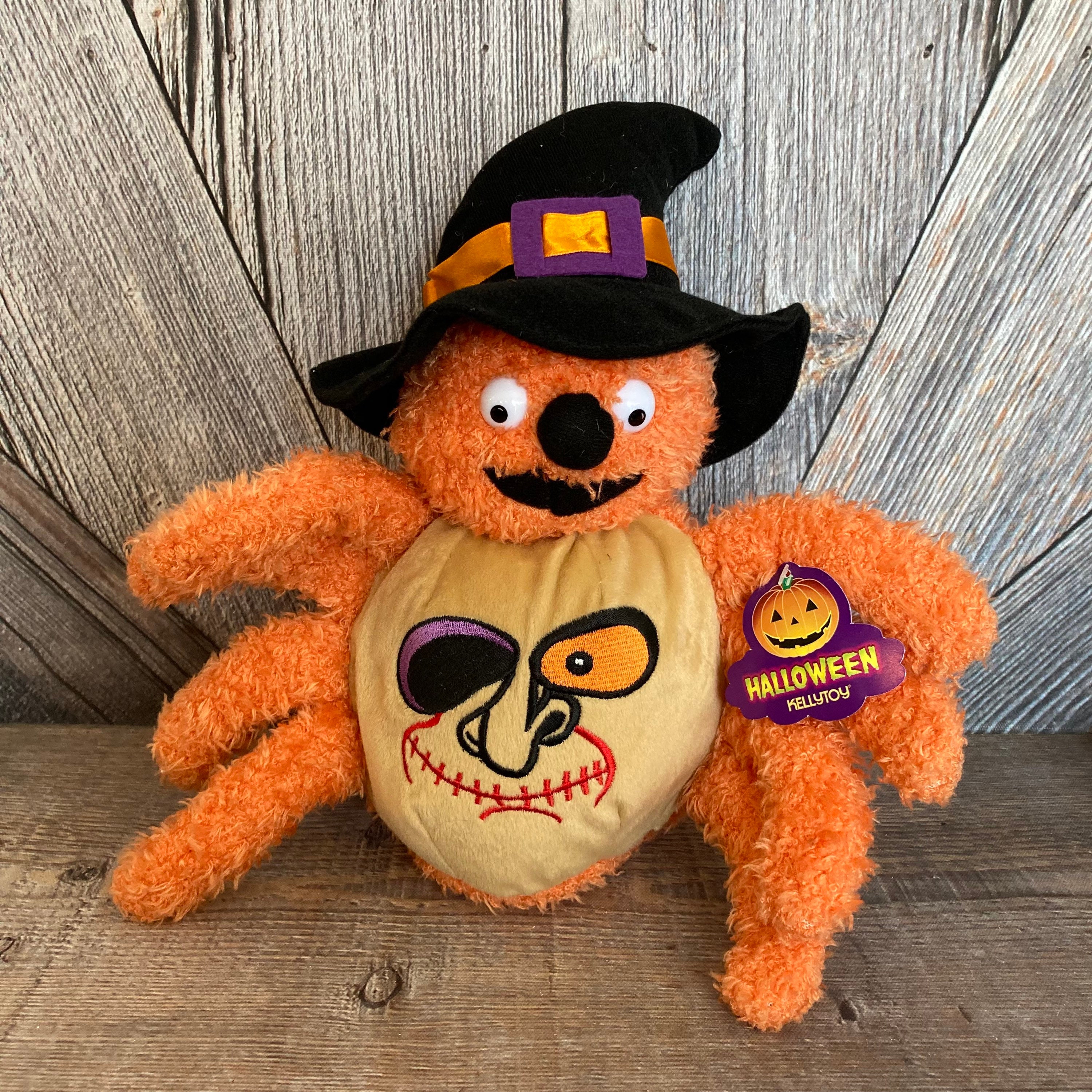 Vintage Halloween Plush Toy Kellytoy 2003 Spider With Witch Hat