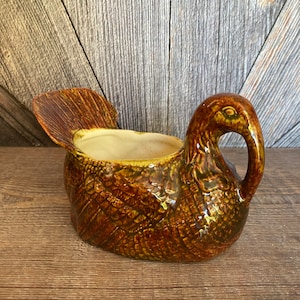 Vintage Ceramic Turkey Planter Gravy Boat {Cute Turkey Planter Indoor Pot} Vintage Garden Herb Air Plant Succulent Thanksgiving Centerpiece