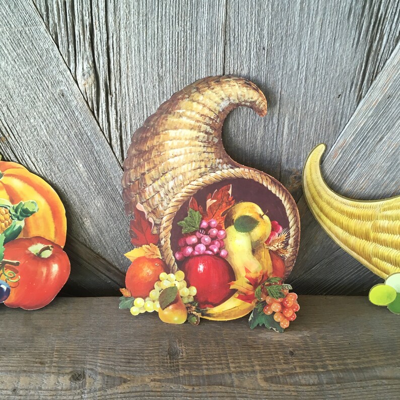 Vintage Cornucopia Thanksgiving Paper/ Cardboard Die Cut fall Etsy