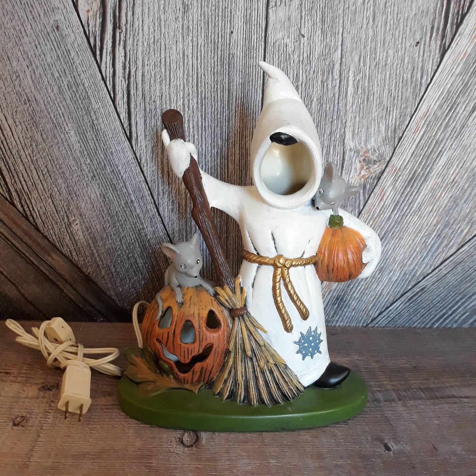 Vintage Halloween Ceramic Large Pumpkin Ghost Light handmade | Etsy
