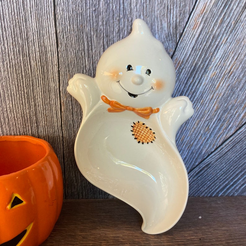 2 Vintage Halloween Candy Dishes Bowls Votive Ceramic Pumpkin Etsy