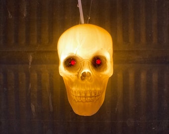 Halloween Blow mold Light Skull Skeleton Hanging BlowMold Trick or Treat Plastic Glowing Light Bulb Glow in the Dark Handmade EllaTheSella