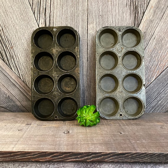 Vintage Muffin Tin Antique Muffin Pan Cupcake Tin Ekco USA 80 or Bake King  pick One Decorative Office Supply Storage Farmhouse Kitchen Tin 