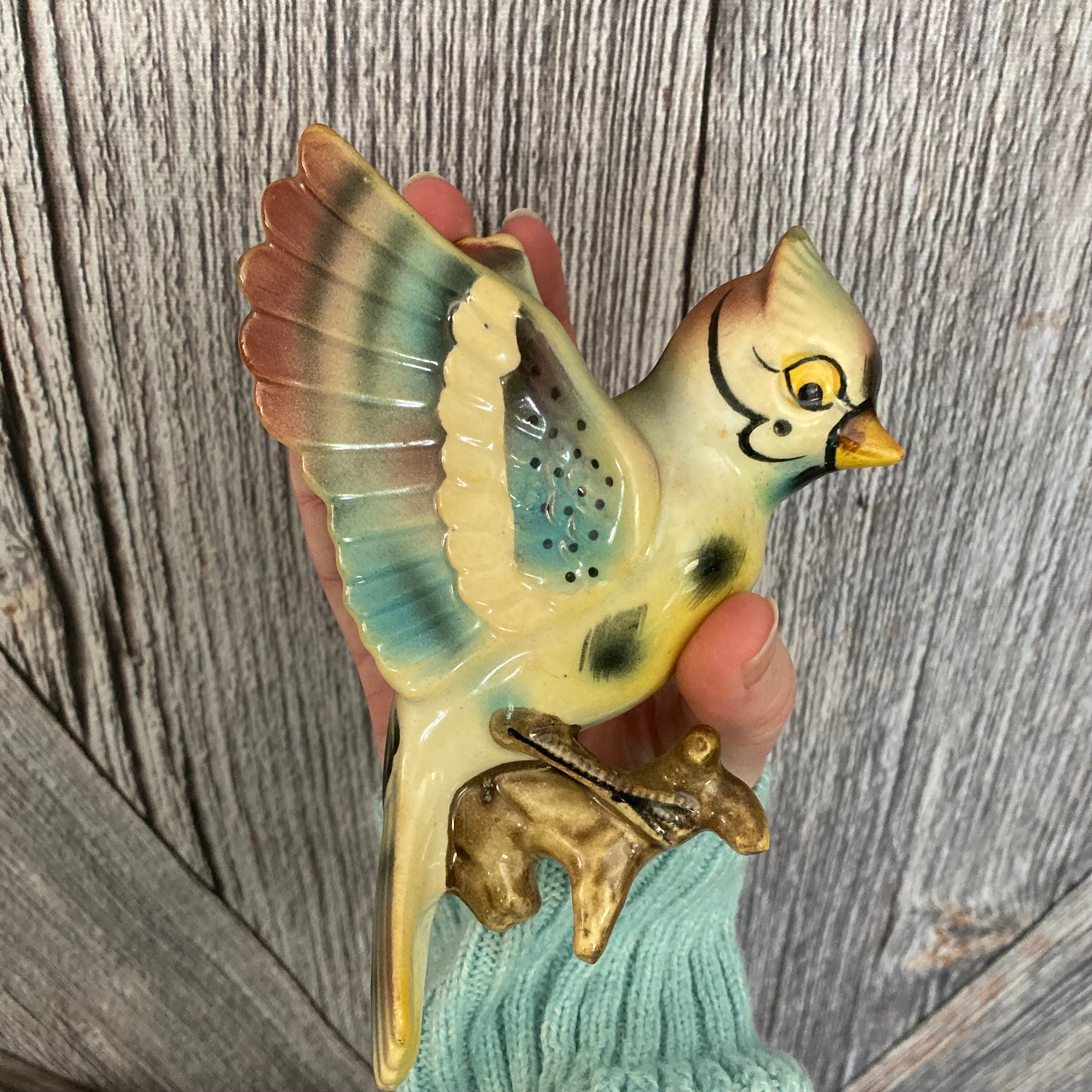 3 Vintage Bird Wall Hanging Plaques, Lefton Norcrest Blue Jay Mom