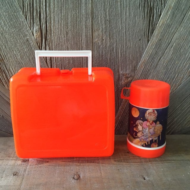 Flops in Space Lunch Box and Thermos vintage 80's 90's Orange Plastic Lunch  Box and Thermos Kid Complete School Set 90s Dog in Space 