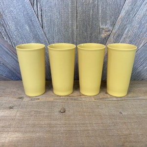 4 Vintage Tupperware Tumblers Cups Glasses Plastic Tupper Ware Storage Container 873 5.5&quot; Small Stacking 70s Wedding Gift Kitchen