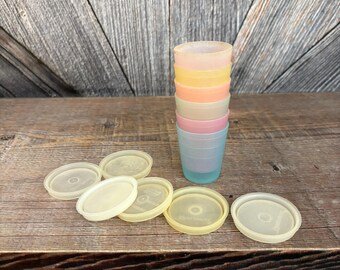 6 Vintage Tupperware Midget Containers Tiny Short Cups Shot