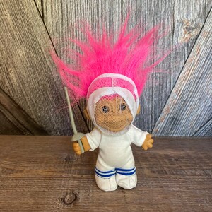 Vintage Troll Doll {Fencer Fencing Troll} Russ Berrie 5 inch Troll Vintage Troll Doll Fencing Sport Rare Gift for Coach Sword White Mask