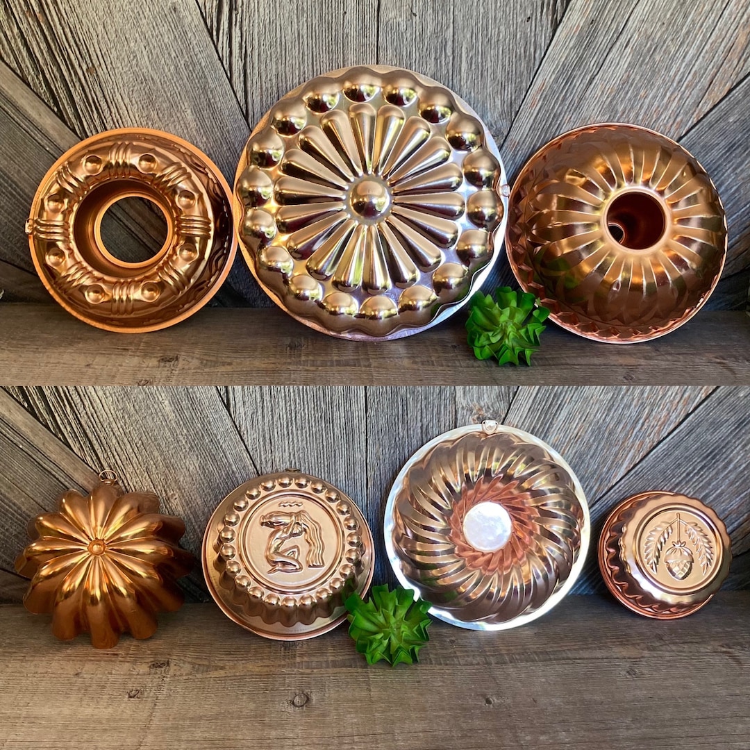 Vintage Jello Molds Copper Color Metal Farmhouse Decor Wall