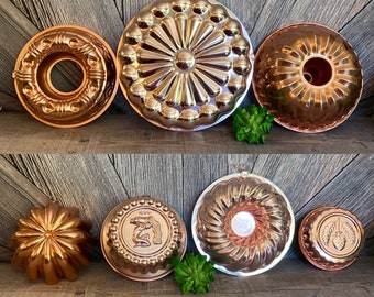 Vintage Jello Molds Copper color Metal Farmhouse Decor Wall Hanging Decor Design Wreath Pick 1 Cake Pan Homemade Cake Baking Mold Decorative
