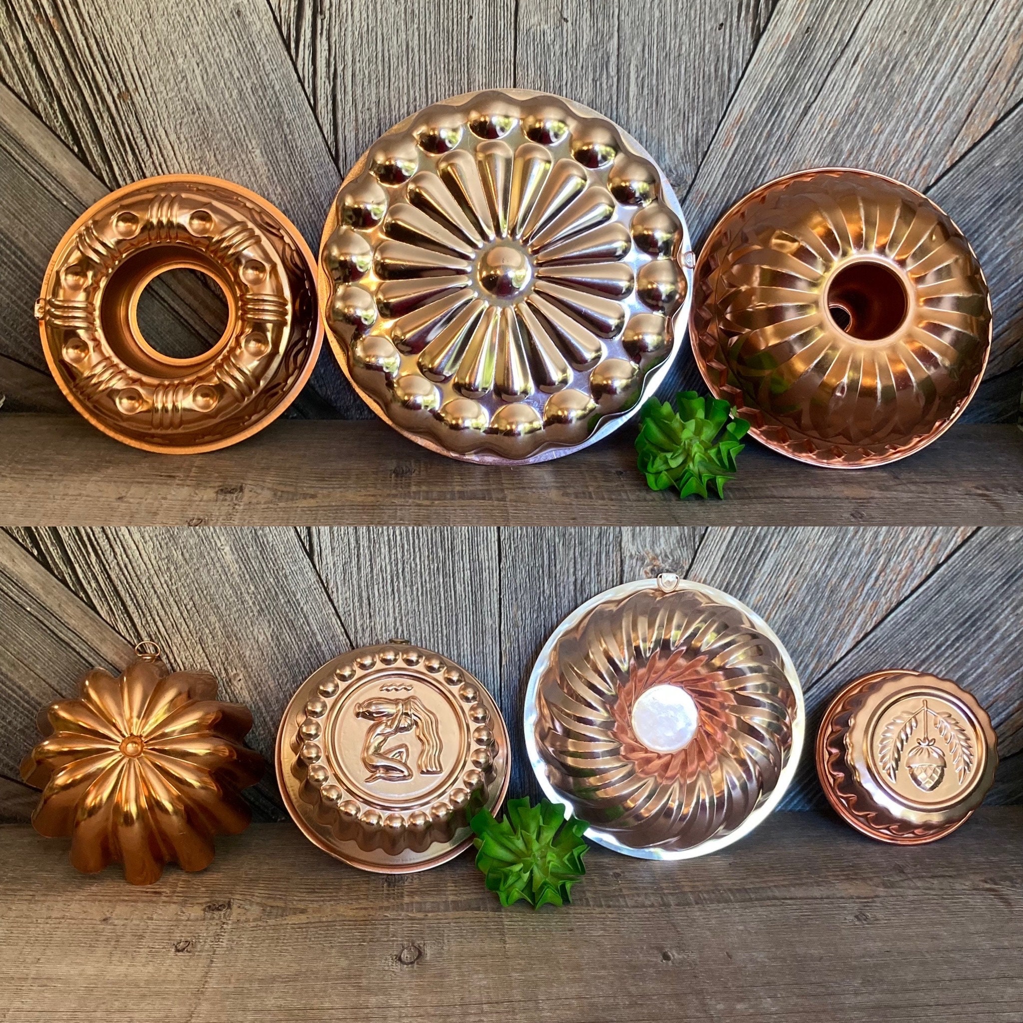 Vintage Jello Molds Copper Color Metal Farmhouse Decor Wall