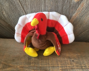 Vintage Turkey Beanie Baby {Thanksgiving Turkey Beanie Babies Gobbles} Thanksgiving Centerpiece Decoration 90s Toy Bird Fall Autumn