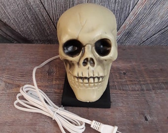 Halloween Blow mold Red Light Skull Skeleton BlowMold Trick or Treat Plastic Glowing Light Lamp Glow in the Dark Handmade EllaTheSella LLC