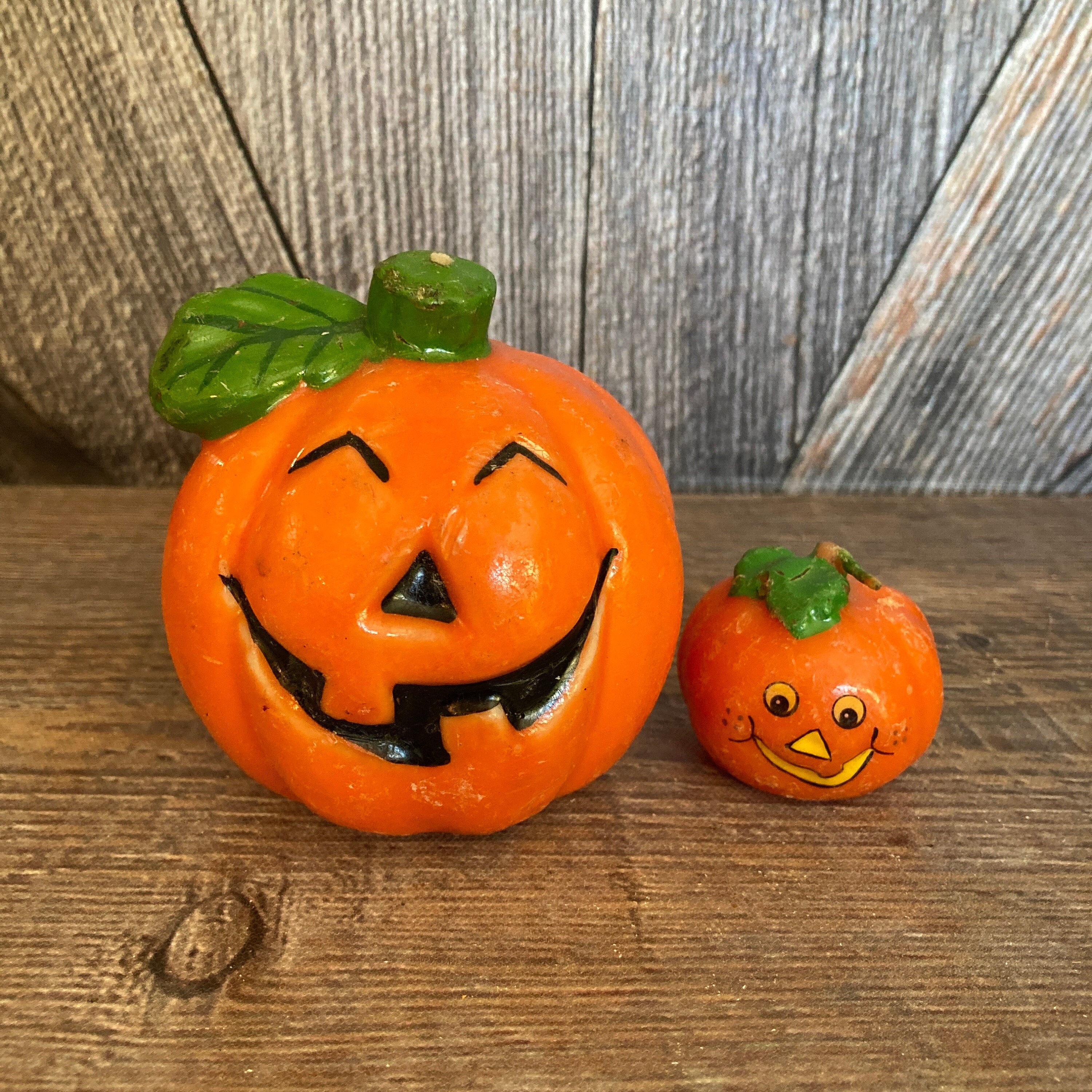Vintage Halloween Candle Pumpkin Jack O Lantern {wax Decorative ...