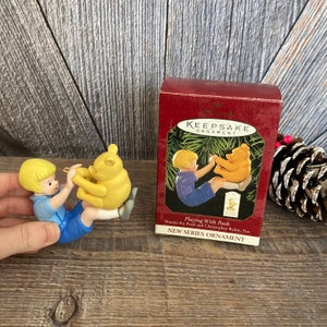 Vintage Playing with Pooh Christmas Ornaments Hallmark Winnie the Pooh Ornament {Hallmark Keepsake Ornament} Christopher Robin  Ellathesella
