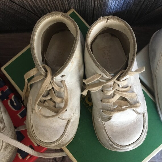 Vintage Baby Shoes Antique Leather Baby Shoes White C… Gem