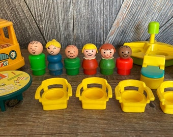 Vintage Fisher Price Little People Nursery School COMPLETE {Play Family  school with furniture and people} Little People Toy 929 70s 80s toy
