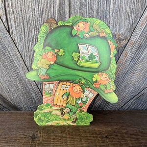 Vintage St Patrick's Day Leprechaun Paper Decoration {LARGE Paper/Cardboard Die Cut Party Irish Shamrocks St. Patty Green Clover Jig