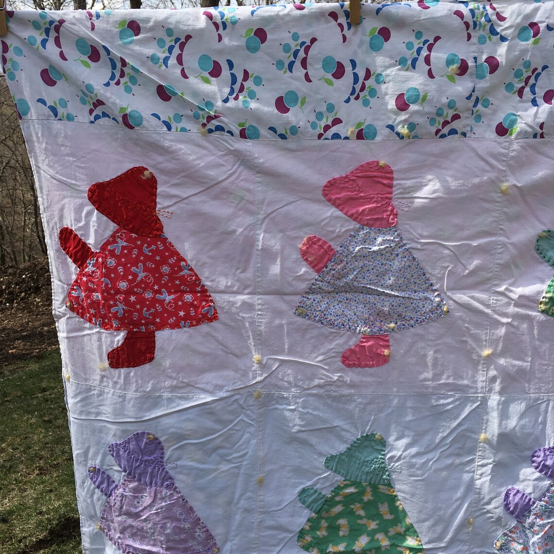 Vintage Baby Blanket Handmade Pink Quilt Crib Coverlet Bedding Etsy