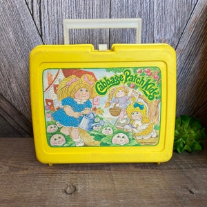 Cabbage Patch Kids Lunch Box Thermos Brand {Vintage 80's Yellow Plastic Lunch Box} Kid Complete School Set Cabbage Patch Kid 1985