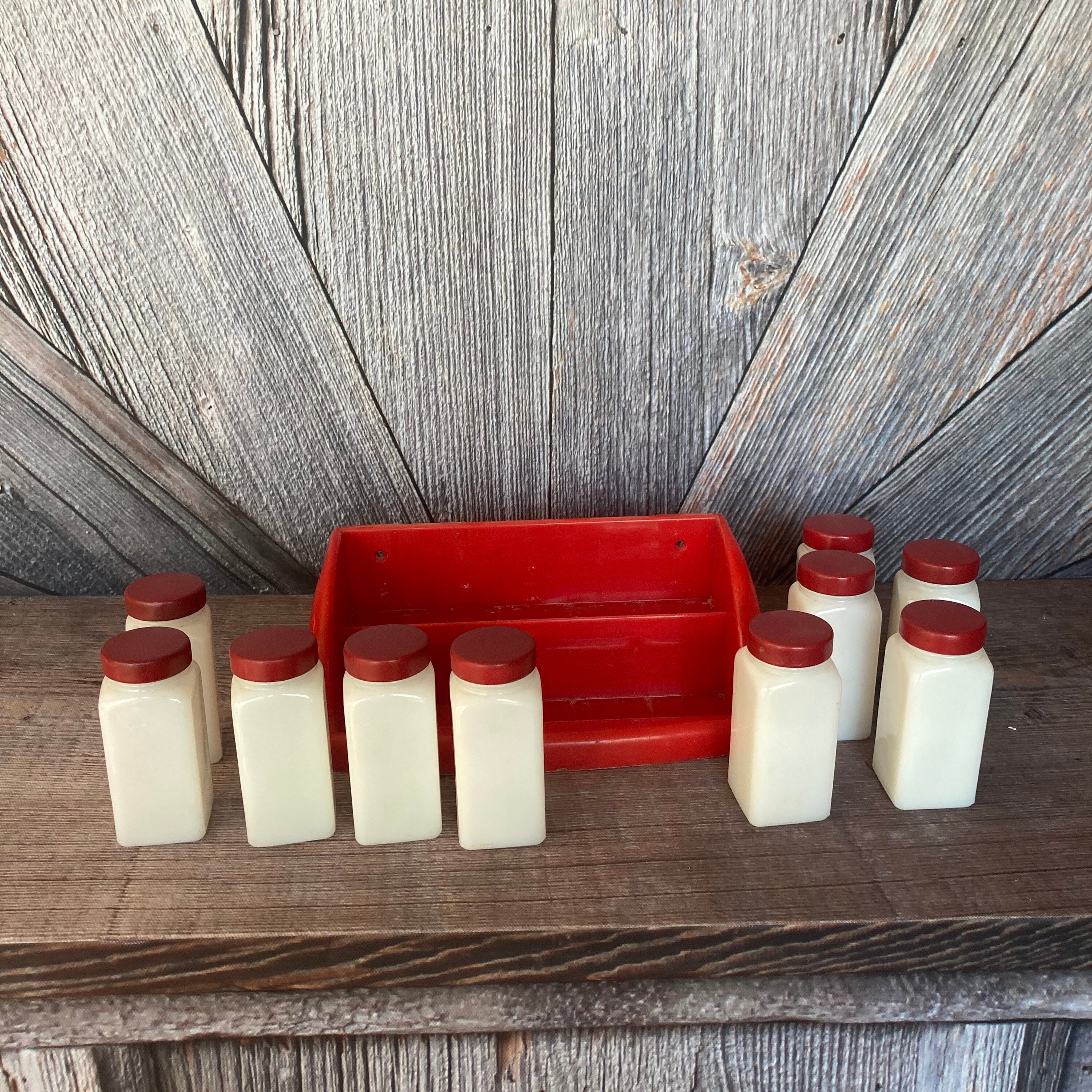 Spice Rack Vintage Rooster Barn Red Wire Rack With Glass Wire