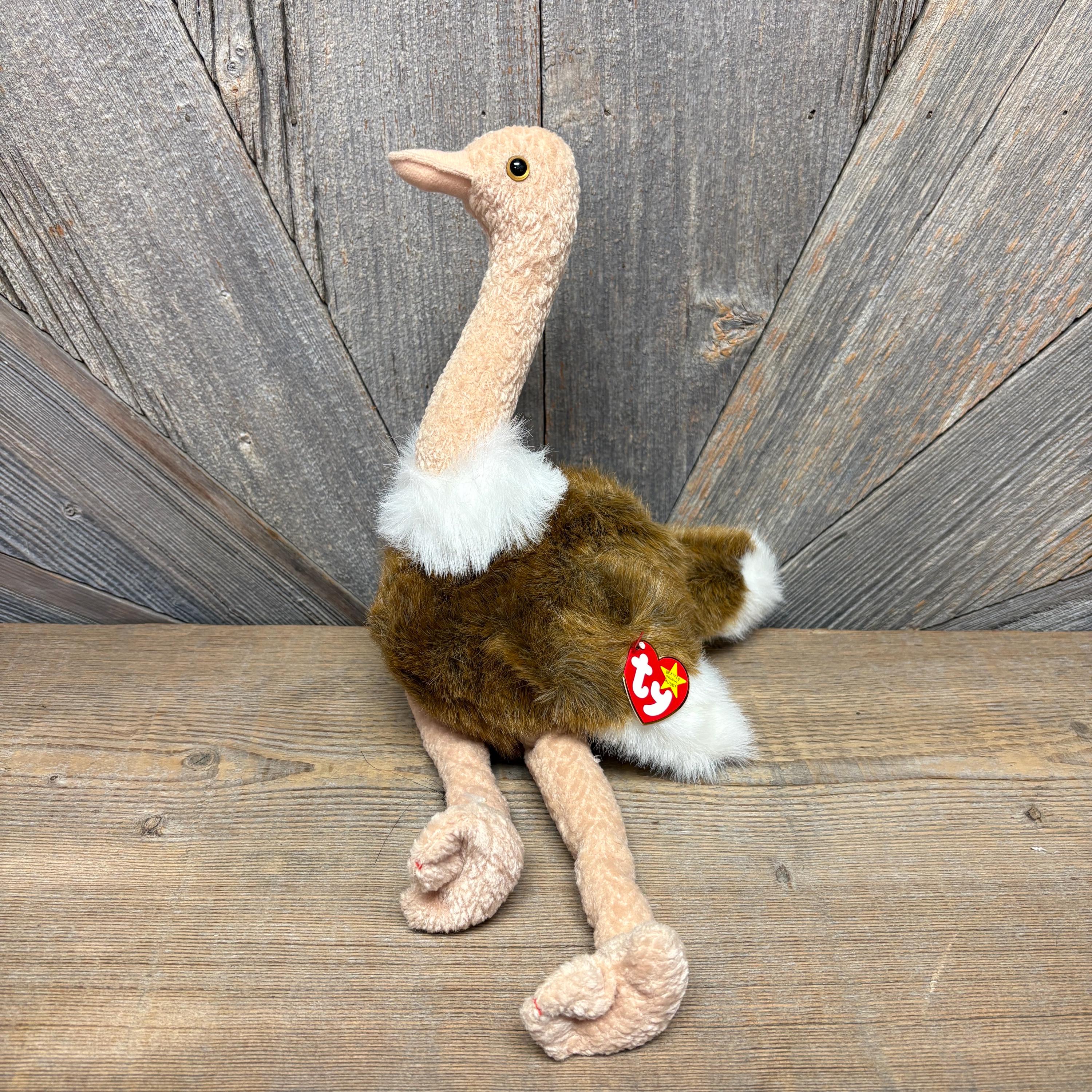 Vintage Stretch Emu Ostrich Beanie Buddy Large Ty Beanie Baby