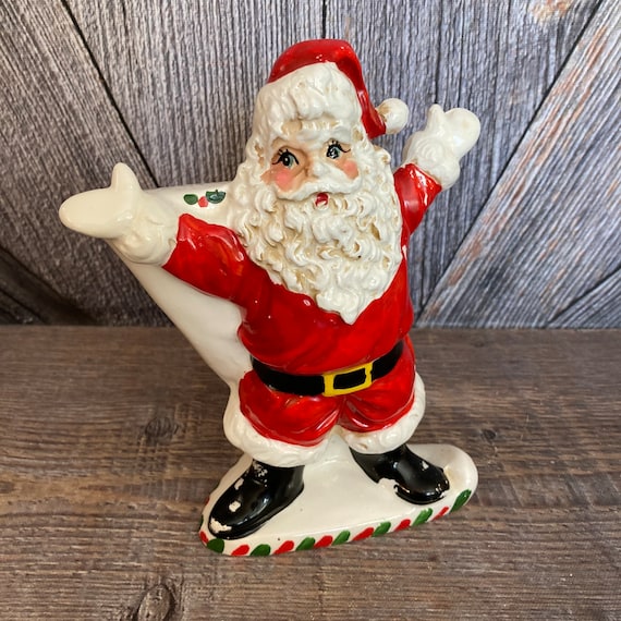 Vintage Santa Bank Ceramic Santa Claus Bank 1950's Made in Japan